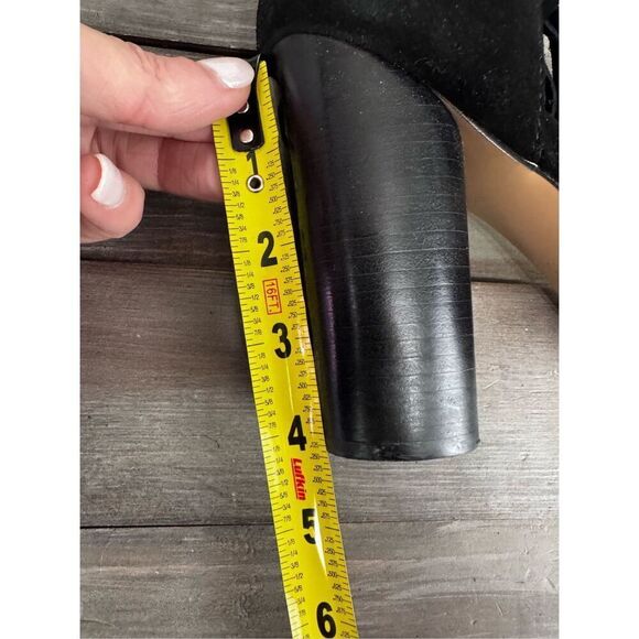 House of Harlow Mason black suede fringe heels sandals Size 10 - Picture 13 of 13